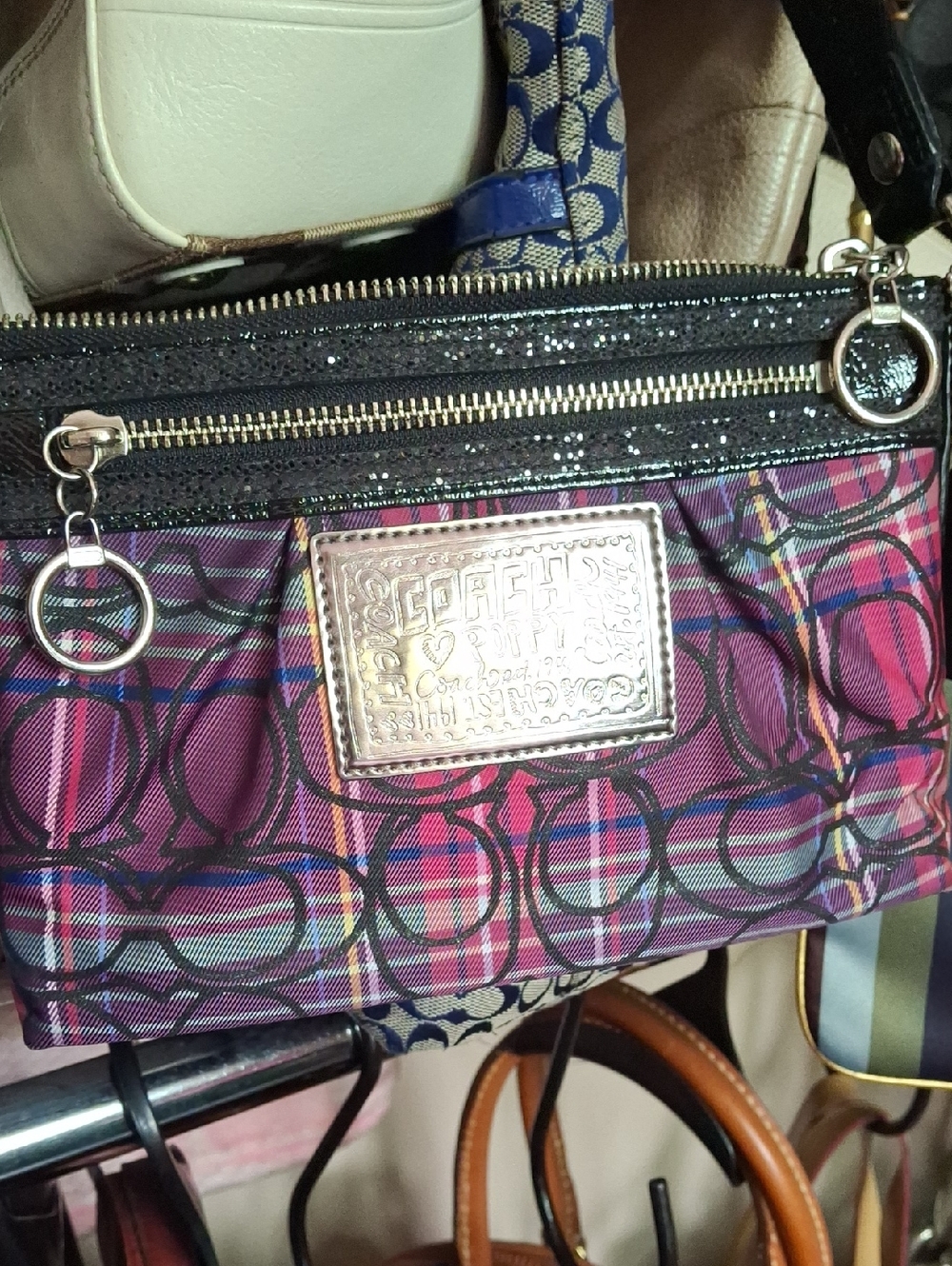 LN COACH POPPY PURPLE BLACK SMALL CROSSBODY